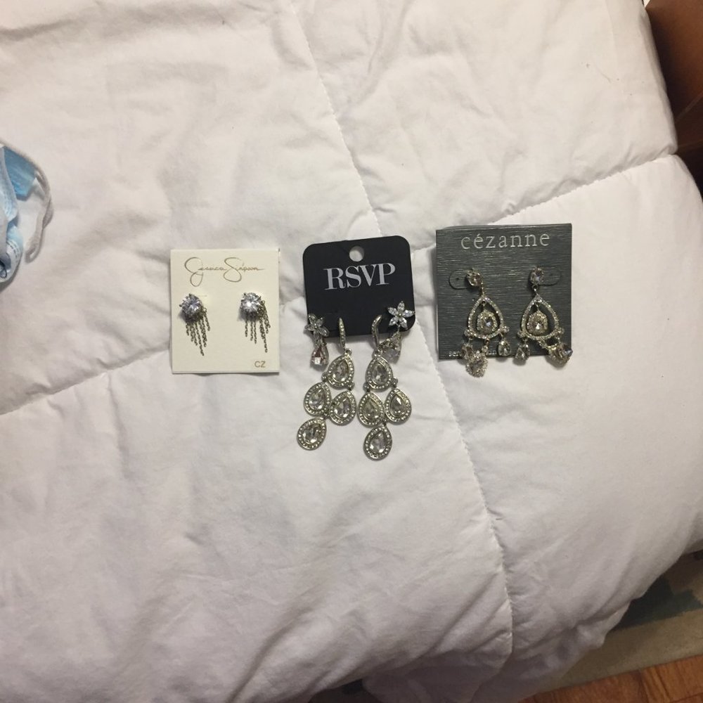 4 brand new pair of rhinestone earrings.